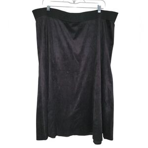 2/$13 Ruby Rd. Size 2X Black Maxi A-Line Velour Skirt Elastic Waistband